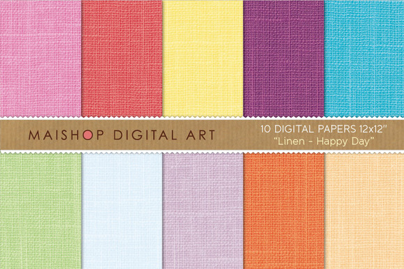 Digital Paper-Linen-Happy Day Digital Paper-Linen-Happy Day
