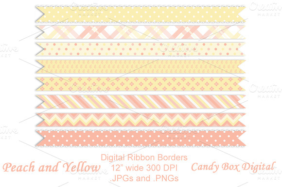 Peach And Yellow Ribbon Borders Peach And Yellow Ribbon Borders