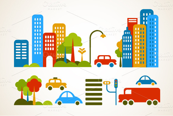 City And Homes Vector Set City And Homes Vector Set