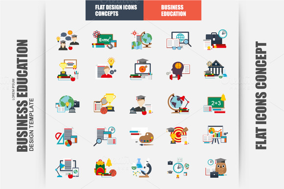 Flat Education Icons Concept Flat Education Icons Concept