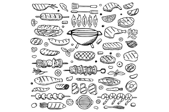 Grill Set 3 Seamless Patterns Grill Set 3 Seamless Patterns