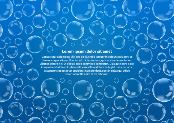 Soap Bubbles On Blue With Text Soap Bubbles On Blue With Text