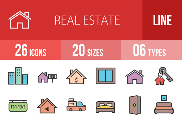 26 Real Estate Line Filled Icons 26 Real Estate Line Filled Icons