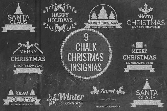 Chalk Christmas Insignias Chalk Christmas Insignias