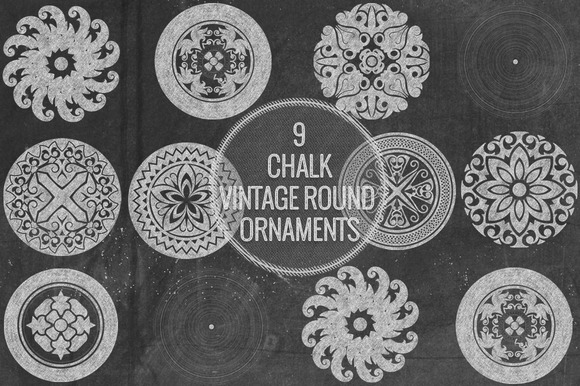 Chalk Vintage Round Ornaments Chalk Vintage Round Ornaments