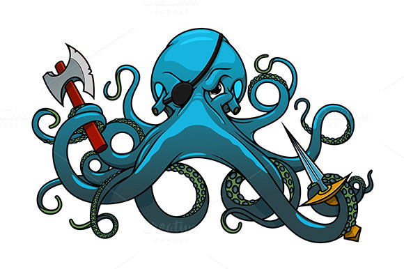 Fearful Blue Octopus Pirate Fearful Blue Octopus Pirate
