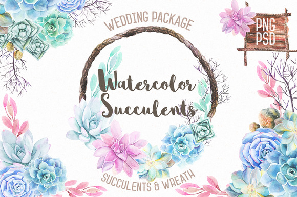 Watercolor Succulents Wreath Watercolor Succulents Wreath