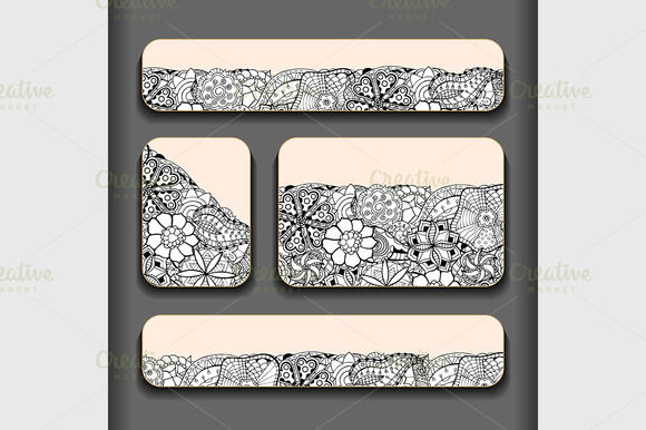 Abstract Flower Pattern Cards Set Abstract Flower Pattern Cards Set