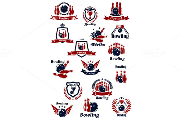 Bowling Club Or Tournament Icons Bowling Club Or Tournament Icons