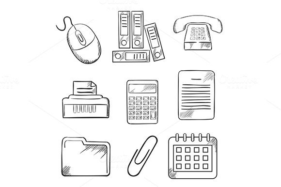 Sketched Office And Business Icons Sketched Office And Business Icons