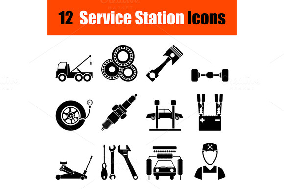 Set Of Service Station Icons Set Of Service Station Icons