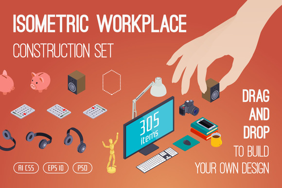 Isometric Workplace Construction Set Isometric Workplace Construction Set