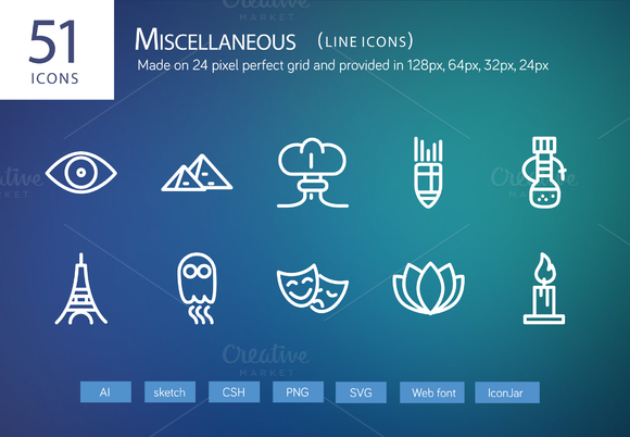 51 Miscellaneous Line Icons 51 Miscellaneous Line Icons