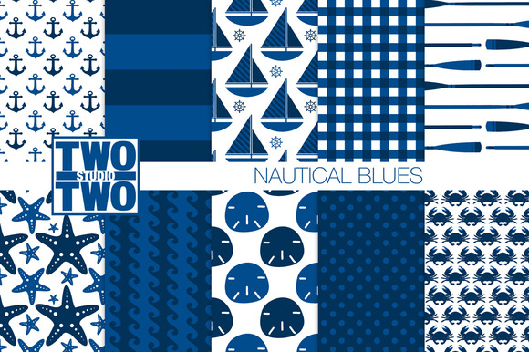 Blue Nautical Digital Paper Blue Nautical Digital Paper