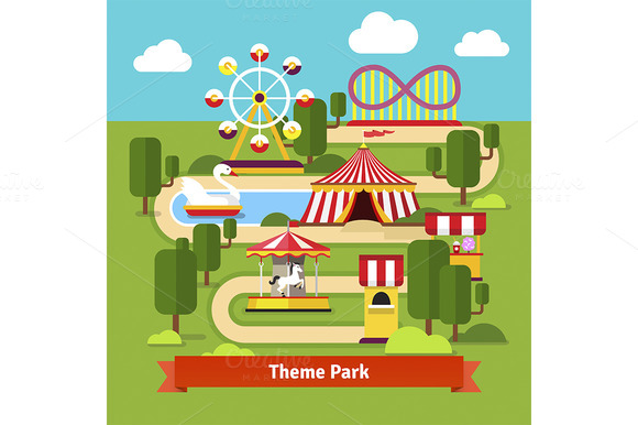 Amusement Park Cartoon » Designtube - Creative Design Content