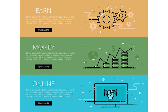 Earn Money On-line Web Banners Set Earn Money On-line Web Banners Set
