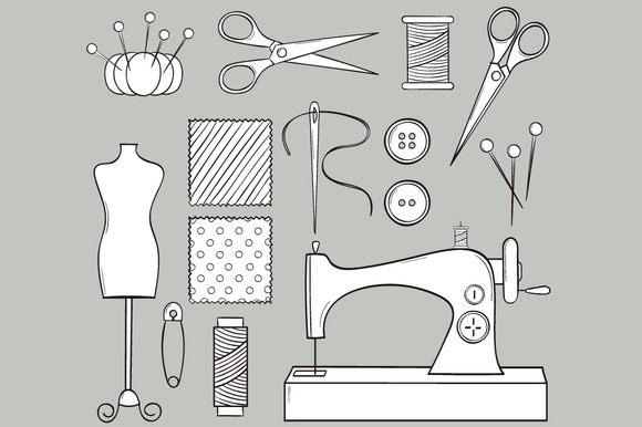 Hand Drawn Sewing Set Hand Drawn Sewing Set