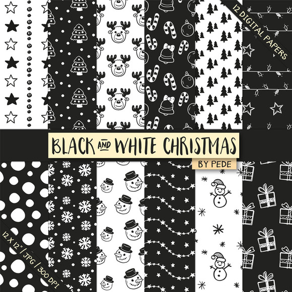 Free Christmas Clip Art Black And White » Designtube - Creative Design Content