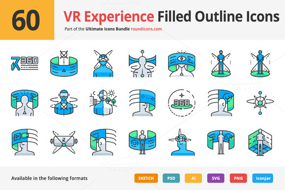 60 VR Experience Filled Outline Icon 60 VR Experience Filled Outline Icon