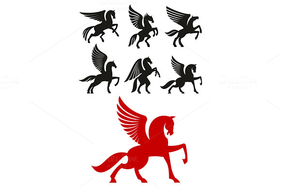 Pegasus Horses Silhouettes Pegasus Horses Silhouettes