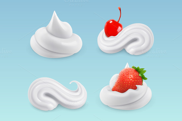 Whipped Cream Vector Set Whipped Cream Vector Set