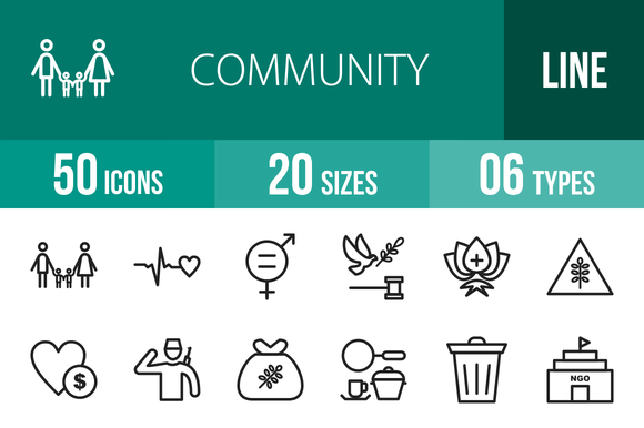 50 Community Line Icons 50 Community Line Icons