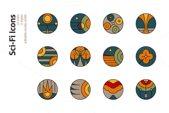 12 Sci-Fi Conceptual Icons 12 Sci-Fi Conceptual Icons
