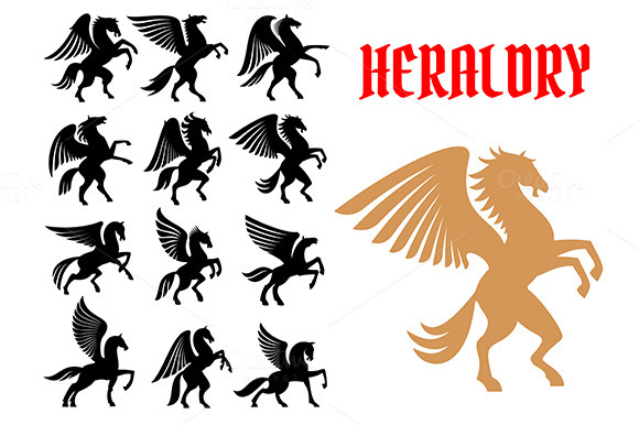 Mythical Pegasus Heraldic Horses Mythical Pegasus Heraldic Horses