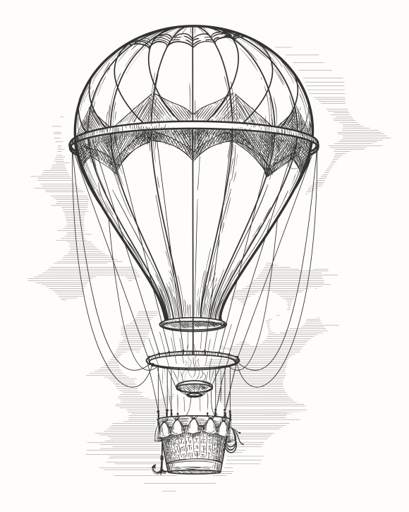 Vintage Hot Air Balloon Drawing » Designtube Creative Design Content
