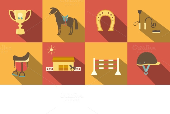 Flat Style Horse Icons Flat Style Horse Icons