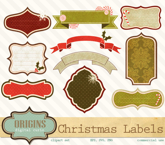 clip art labels christmas - photo #48