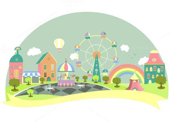 Amusement Park Cartoon » Designtube - Creative Design Content