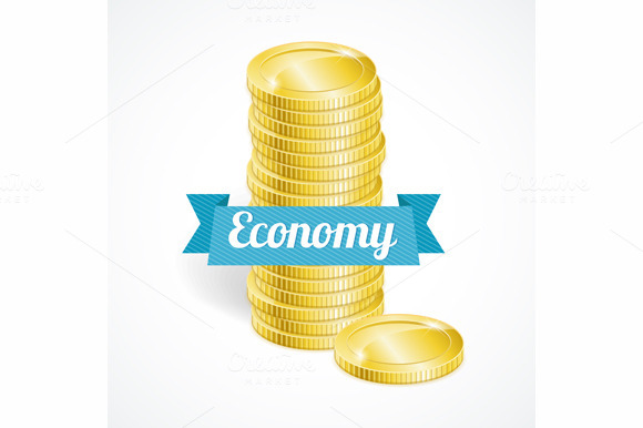 Vector Columns Of Gold Coins Vector Columns Of Gold Coins