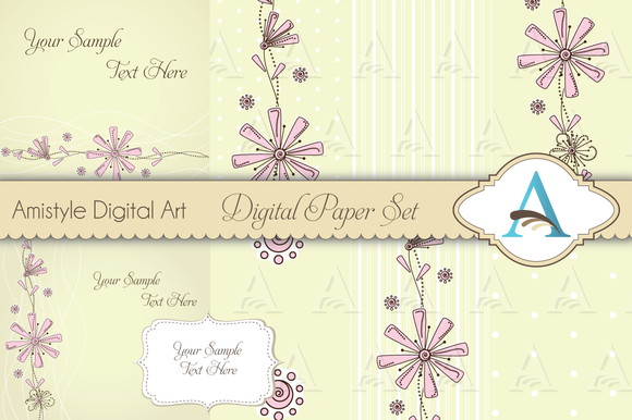 Floral Card Template Set Floral Card Template Set