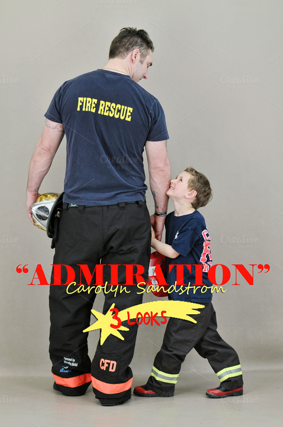 Admiration Fireman With Boy Admiration Fireman With Boy