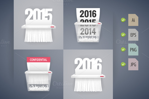 Set Of Paper Shredder Illustrations Set Of Paper Shredder Illustrations