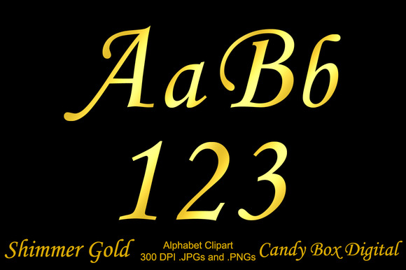 Shimmer Gold Foil Alphabet Clipart