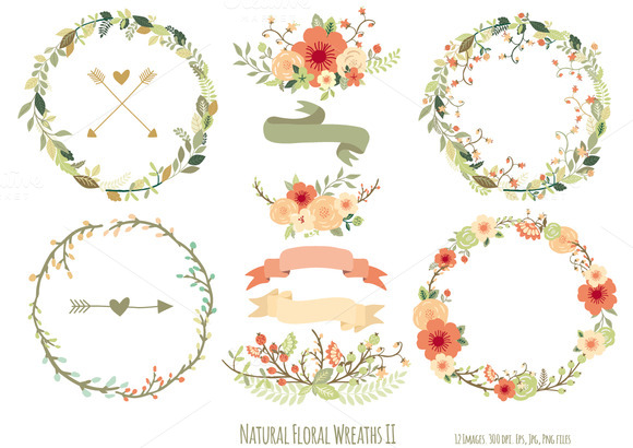 Natural Floral Wreaths II Natural Floral Wreaths II
