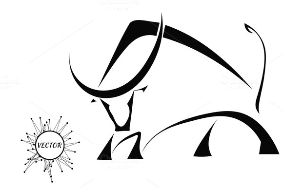 Black Bull On A White Background Black Bull On A White Background
