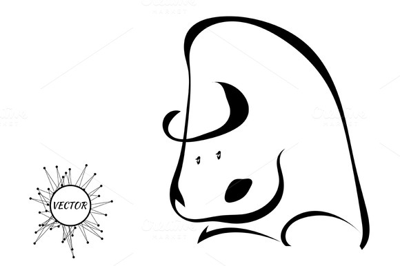 Single Black Silhouette Of A Bull Single Black Silhouette Of A Bull