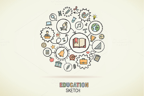 Education Hand Draw Sketch Icons Education Hand Draw Sketch Icons