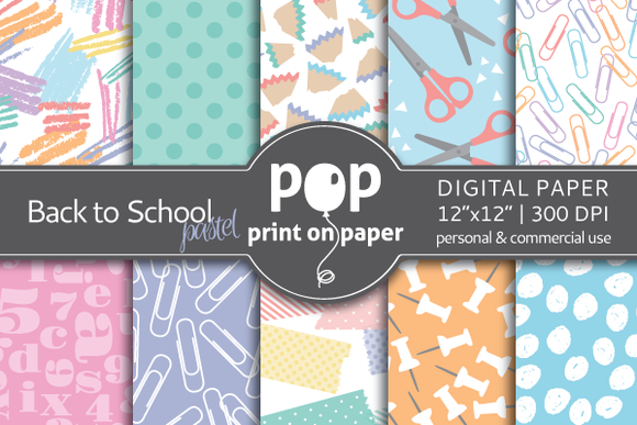 Back To School Pastel Digital Paper Back To School Pastel Digital Paper