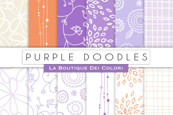 Purple Doodles Digital Papers Purple Doodles Digital Papers