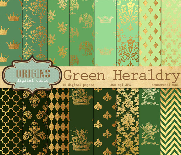 Green And Gold Heraldic Backgrounds Green And Gold Heraldic Backgrounds