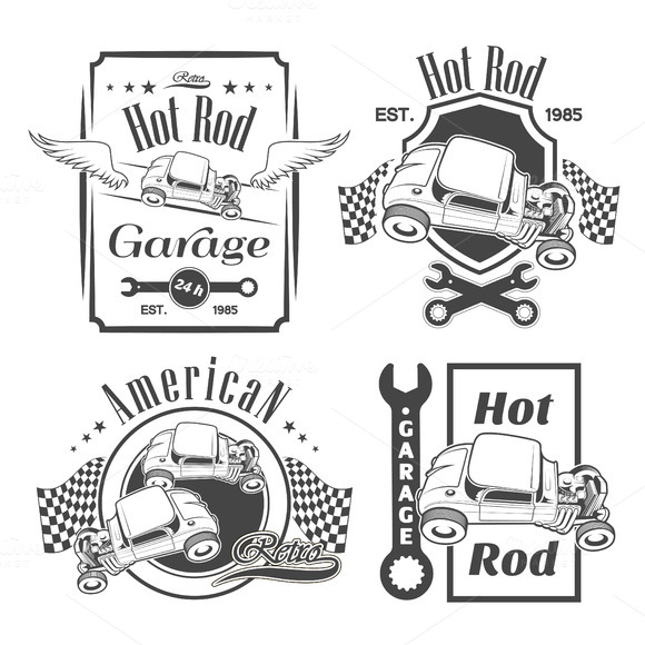 Set Of Hot Rod Labels