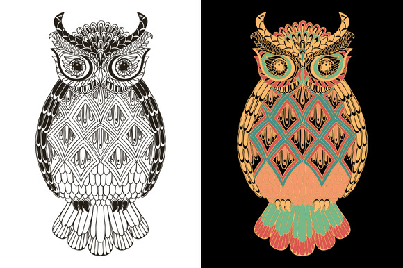 Ornamental Owl Doodle Pattern Ornamental Owl Doodle Pattern