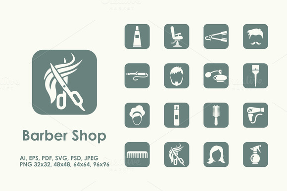 16 Barbershop Icons 16 Barbershop Icons