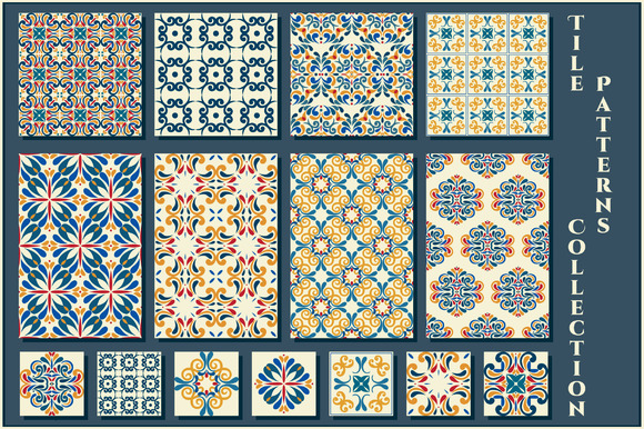 Set Of Vintage Tile Patterns Set Of Vintage Tile Patterns