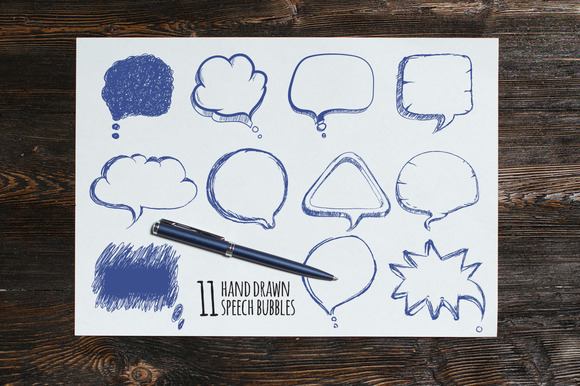 Hand Drawn Speech Bubbles Vector Set Hand Drawn Speech Bubbles Vector Set