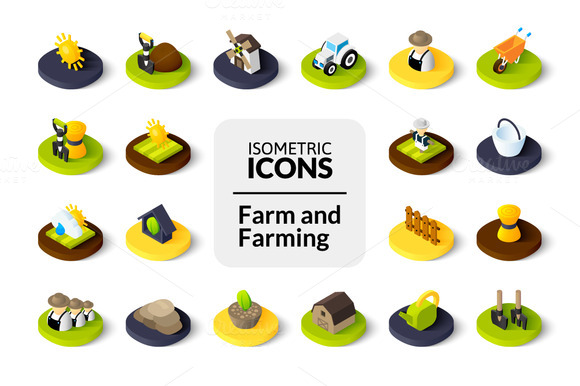 Isometric Icons Farm And Farming Isometric Icons Farm And Farming